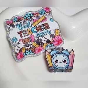 Teacher Flatback Focal Bead Planar Badge Keychain Phone Chain Magnet Beaded Pen